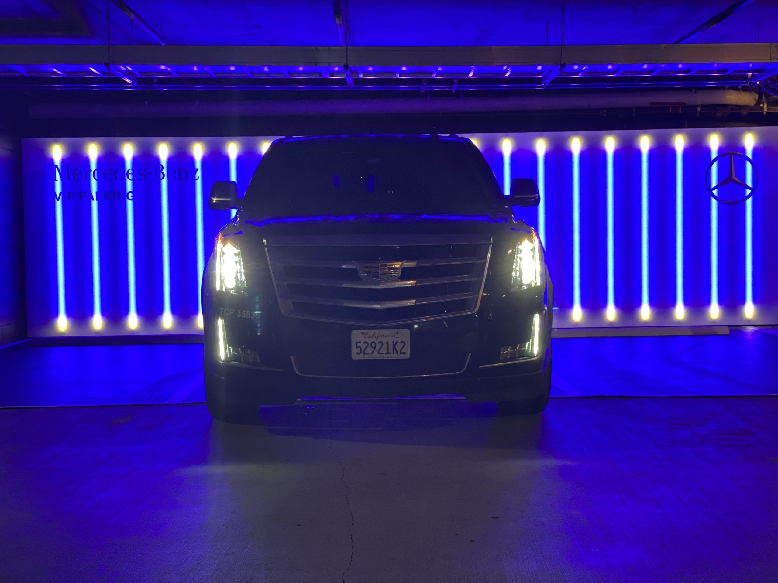 MGL Limo Cadillac SUV in VIP Parking of Chase Center