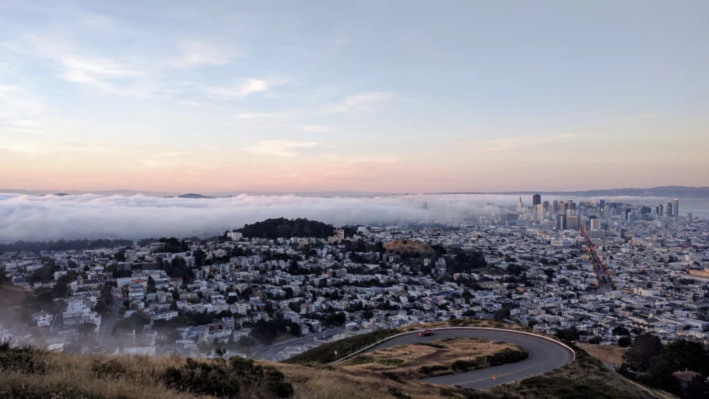 View from Twin Peaks with the fog rolling in